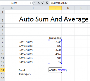 autosum excel