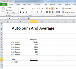 autosum in excel