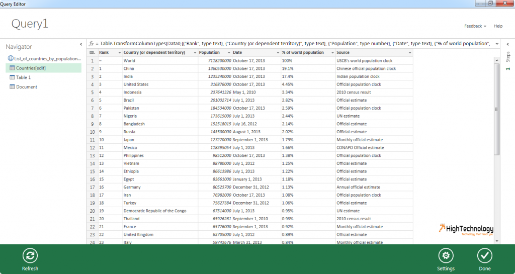 Microsoft Power Query for Excel 2013