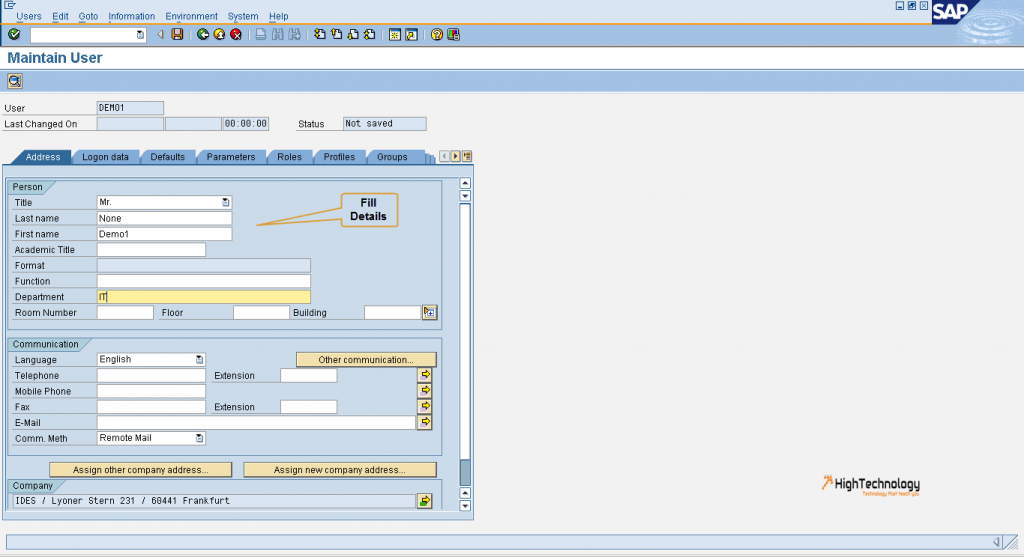 How to create user in SAP