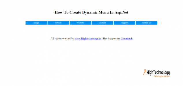 Dynamic menu In Asp.net