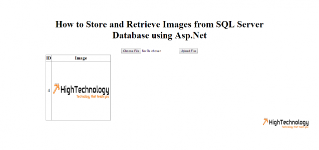 How to Store and Retrieve Images from SQL Server Database using Asp.Net