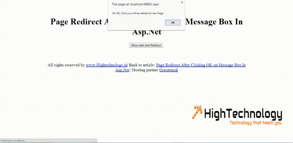 Page Redirect After Clicking OK on Message Box In Asp.Net