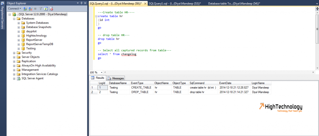 DDL Triggers to Audit Database-SQL Server