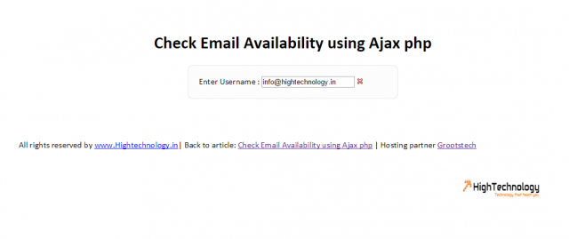 Check Email Availability using Ajax php