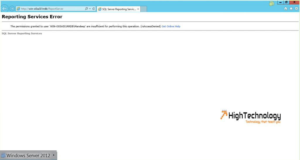 sql server reporting services permissions granted to user are insufficient