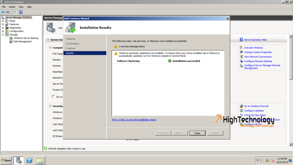 Install Failover Clustering