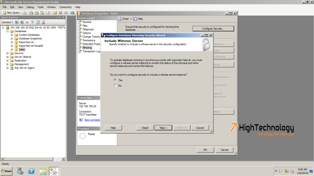 SQL Server Database Mirroring in Domain Environment