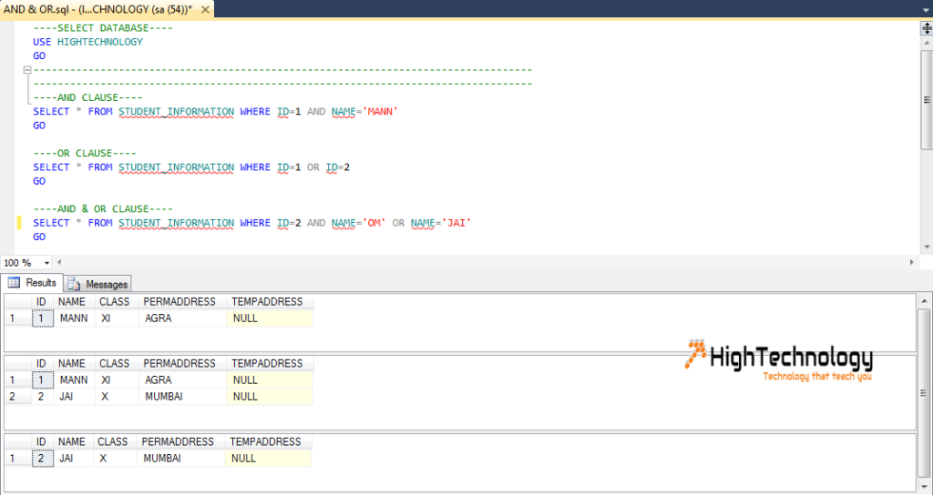 SQL AND & OR Operators