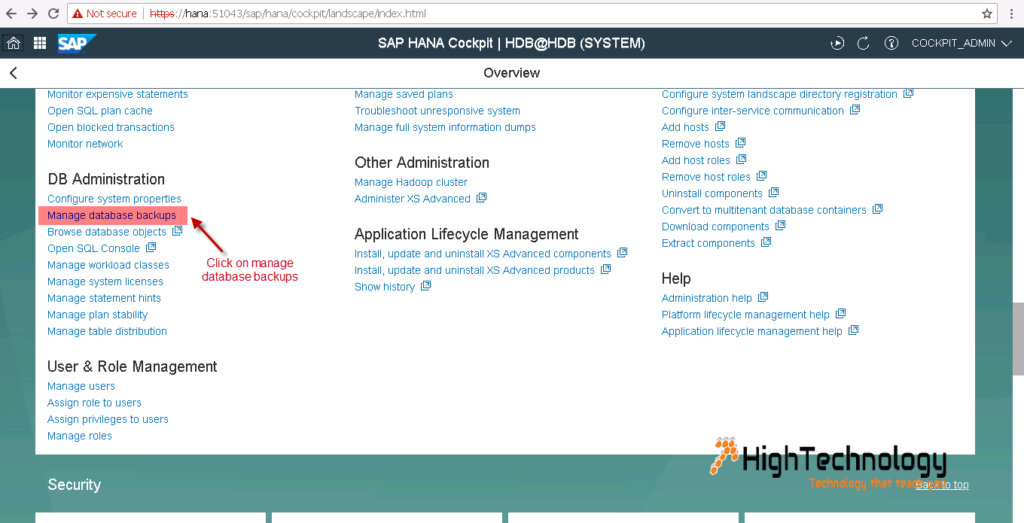 Schedule HANA 2.0 backup using SAP HANA Cockpit 2.0