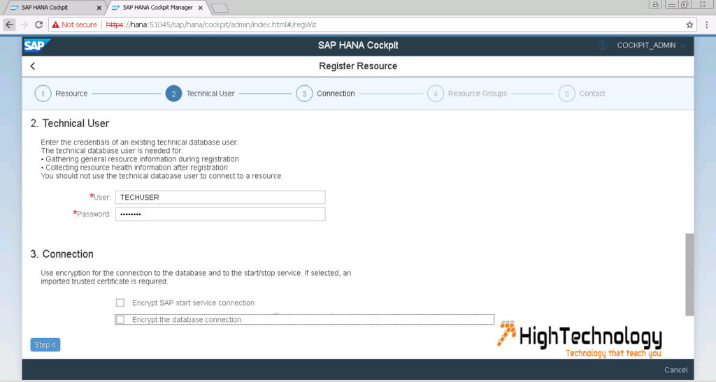 Register a Resource in sap hana