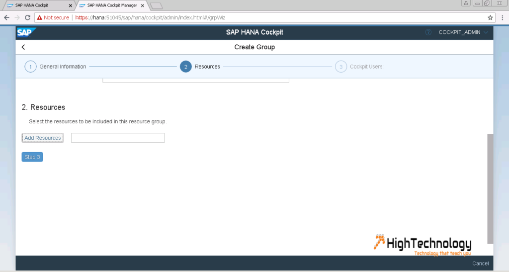 Resource Group in SAP Hana Cockpit